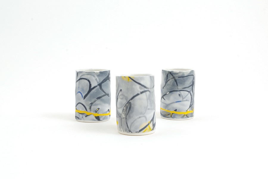 Porcelain monoprint Shots Grey